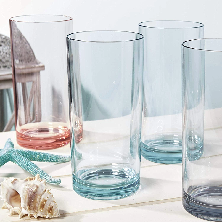 
Classic kitchen drinkware BPA Free drink water cup with colored base custom color plastic juice cups 