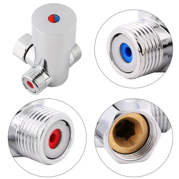 
G1/2 Hot Cold Water Mixing Valve Thermostatic Mixer Temperature Control for Automatic Faucet 