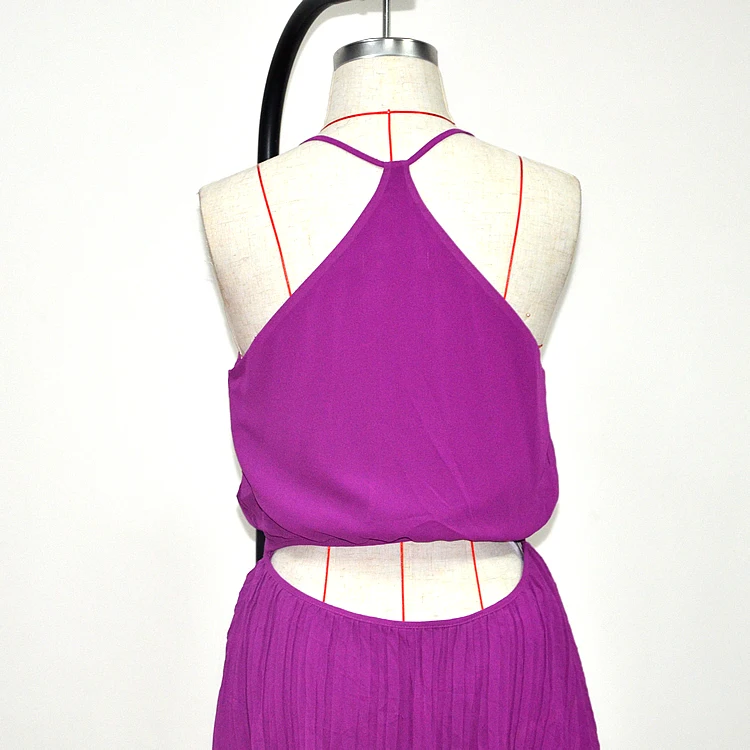 
Two Piece Set Women Clothing Casual Dresses Spaghetti Straps Cut Out Back Stylished Sexy Summer Sleeveless Chiffon Plain Dyed 