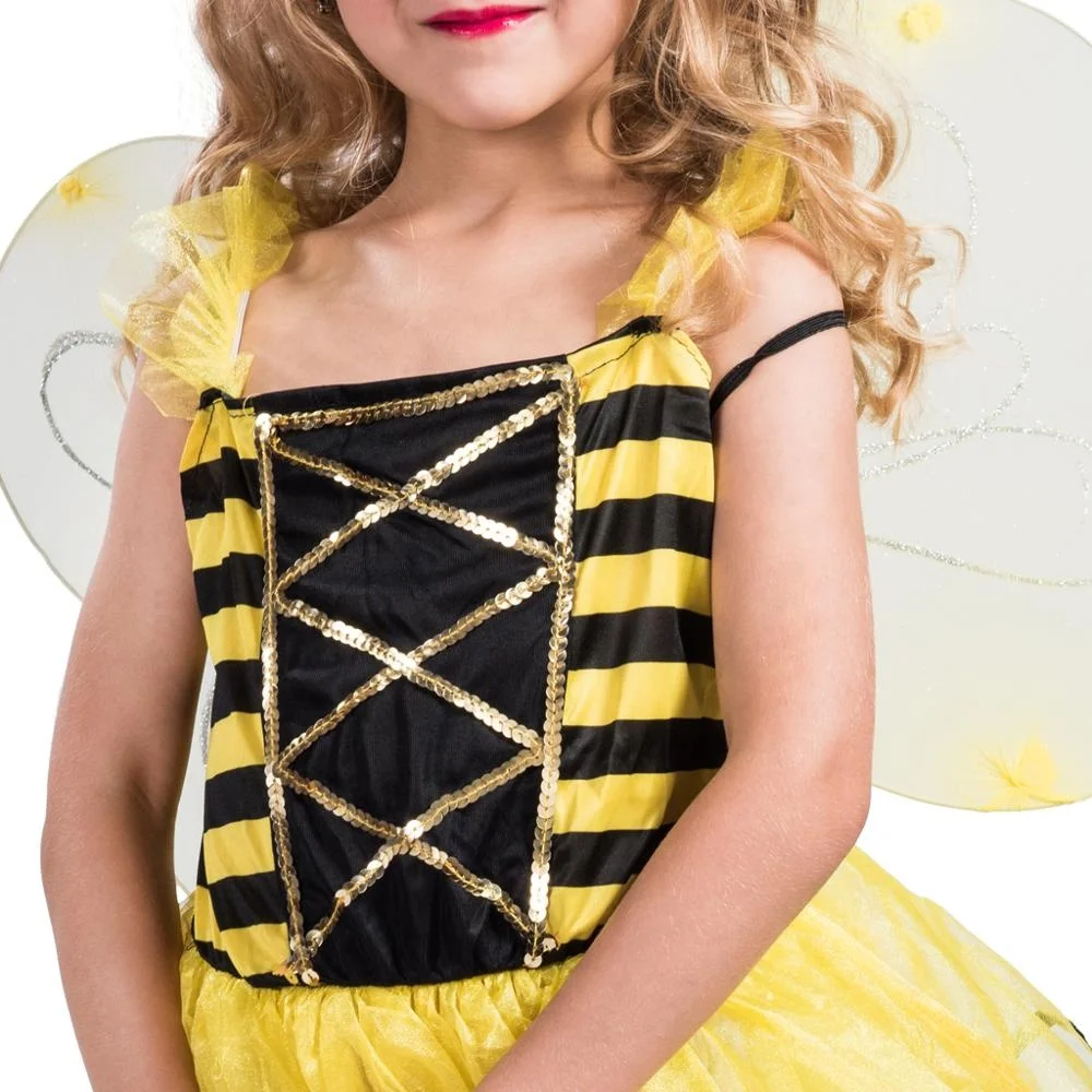Drop shipping chidren Halloween carnival costume kids child Sweet Bee cosplay dress with headpiece wings girls