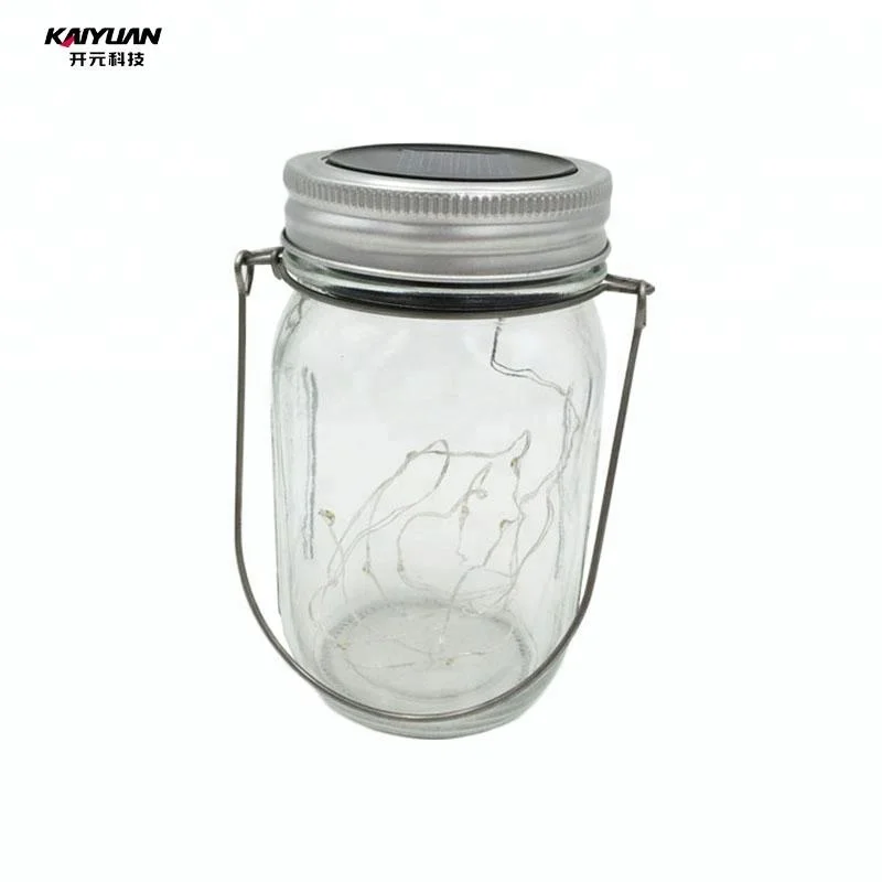 Solar Mason Jar Lid LED Light Glass Bottle Lantern for Patio Garden