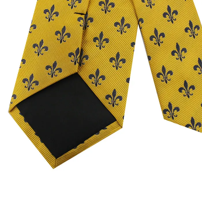 Manufacturer Custom Fashion Neckties Jacquard Yellow Color Pattern Tie Mens Custom Silk Neck Ties
