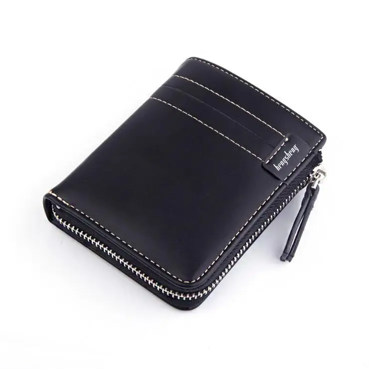 New Customize leisure style zipper fashion short pu leather wallet for man card holder
