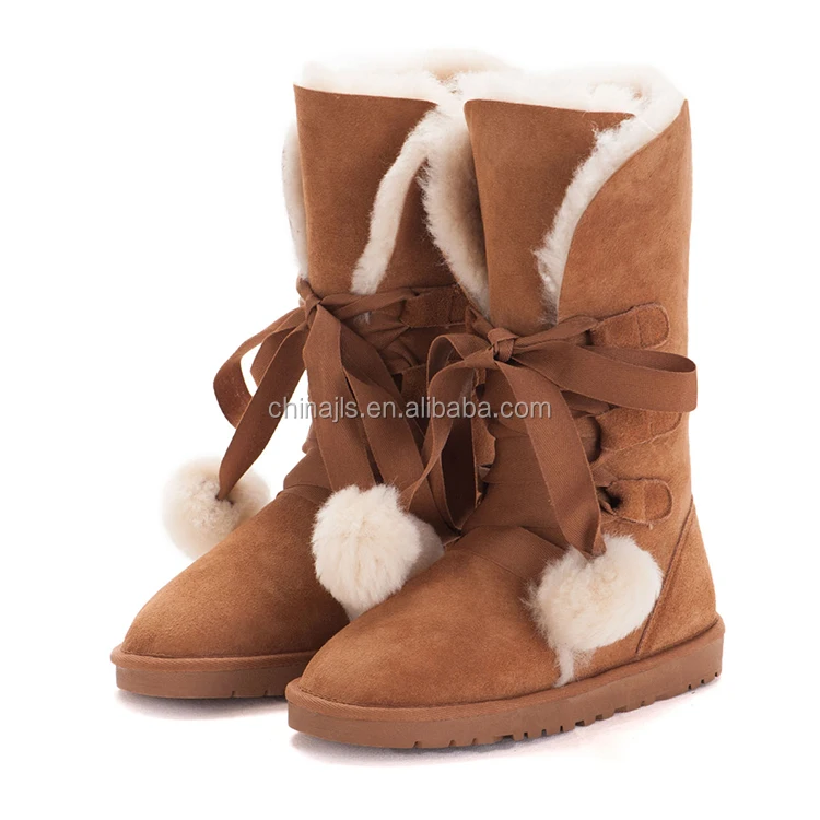 
latest fashion chic top high quality soft warm cow suede winter durable Snow Boots with fur inside for women 