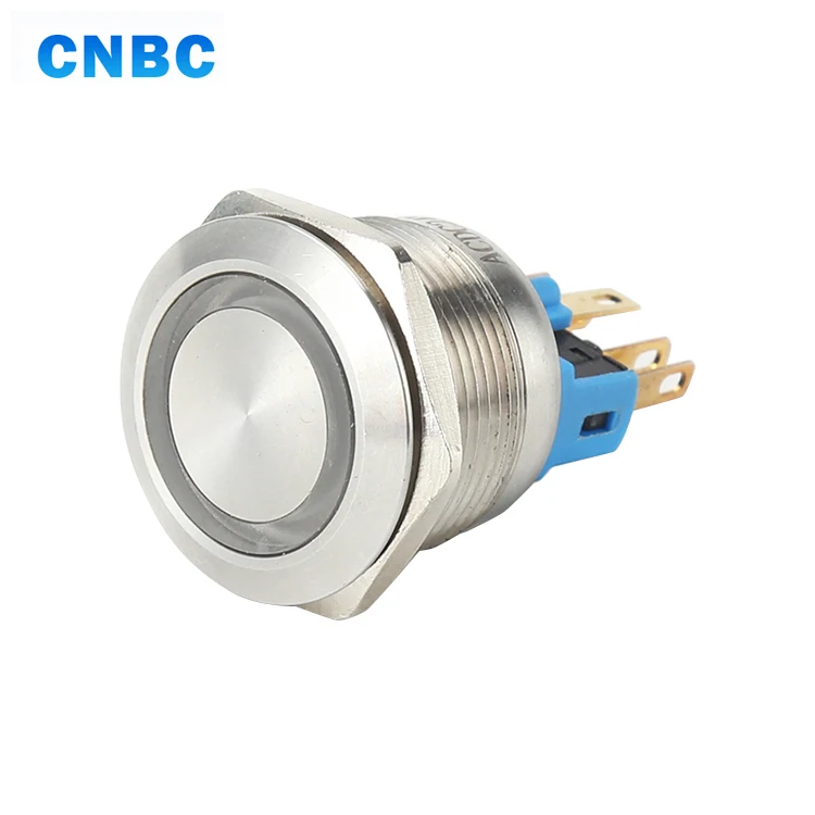 Горячая Распродажа CE водонепроницаемый 22 мм Диаметр 12 В 24 в металлический Мгновенный кнопочный переключатель со светодиодной подсветкой