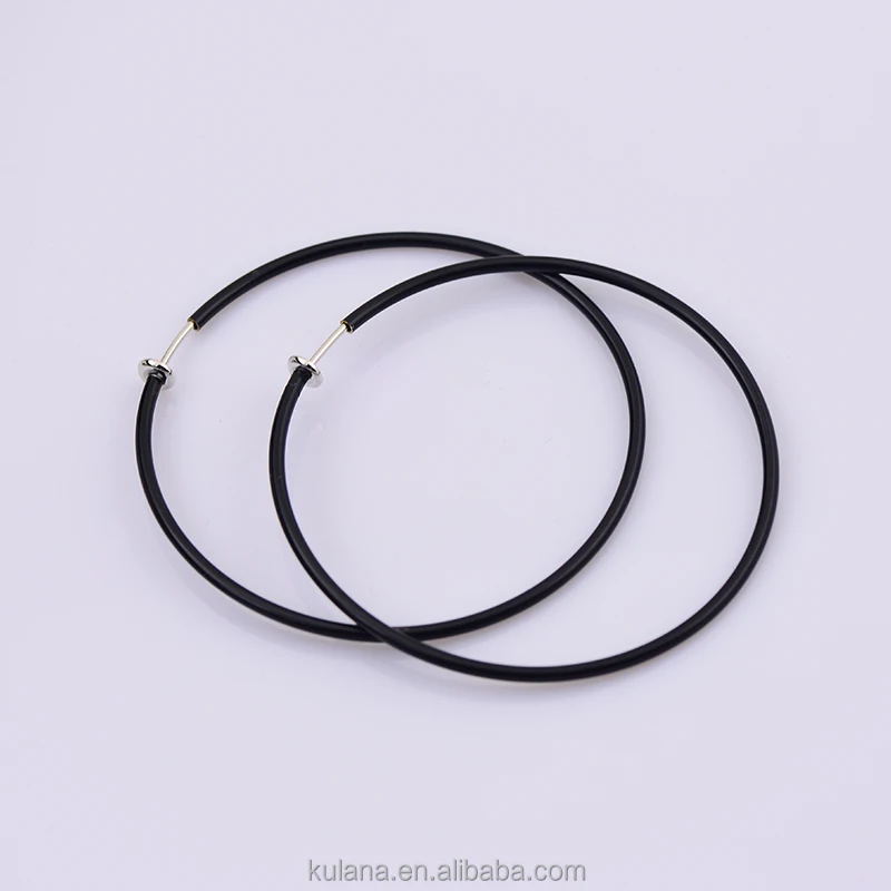 60 mm Clip On Hoop Earrings Brass Spring Hoops For Non-Pierced Ears Women Earrings