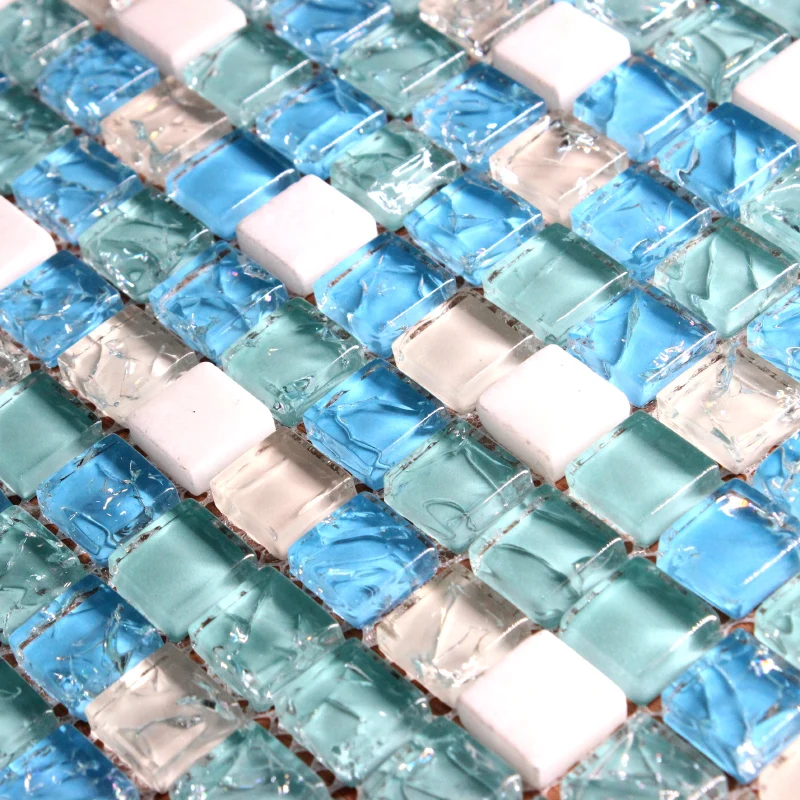 Creative crystal broken glass mosaic tile for backsplash wall and swimming poor