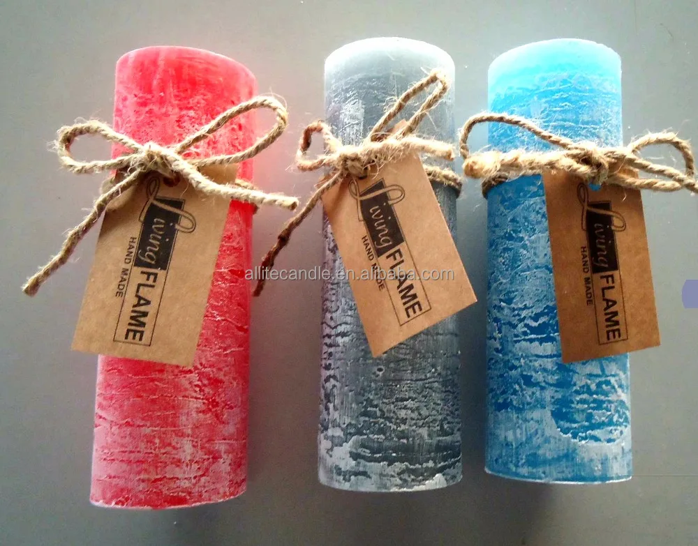 Allite home decorative private label paraffin frosted scented pillar candle