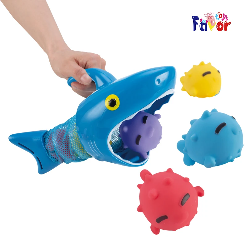 Sunny Patch Spark Shark Fish Hurt Pool Game With 1 Net And 4 Fish To Catch