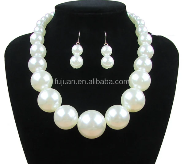 
2016 Custom Beads Big Pearls New Design Pearl Jewelry Set For Wedding 
