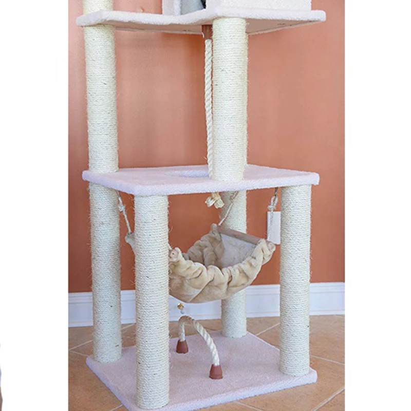 
Factory Manufacture Designed Modern Soft Fake Fur Large Cat Condo Tree With Cradle 