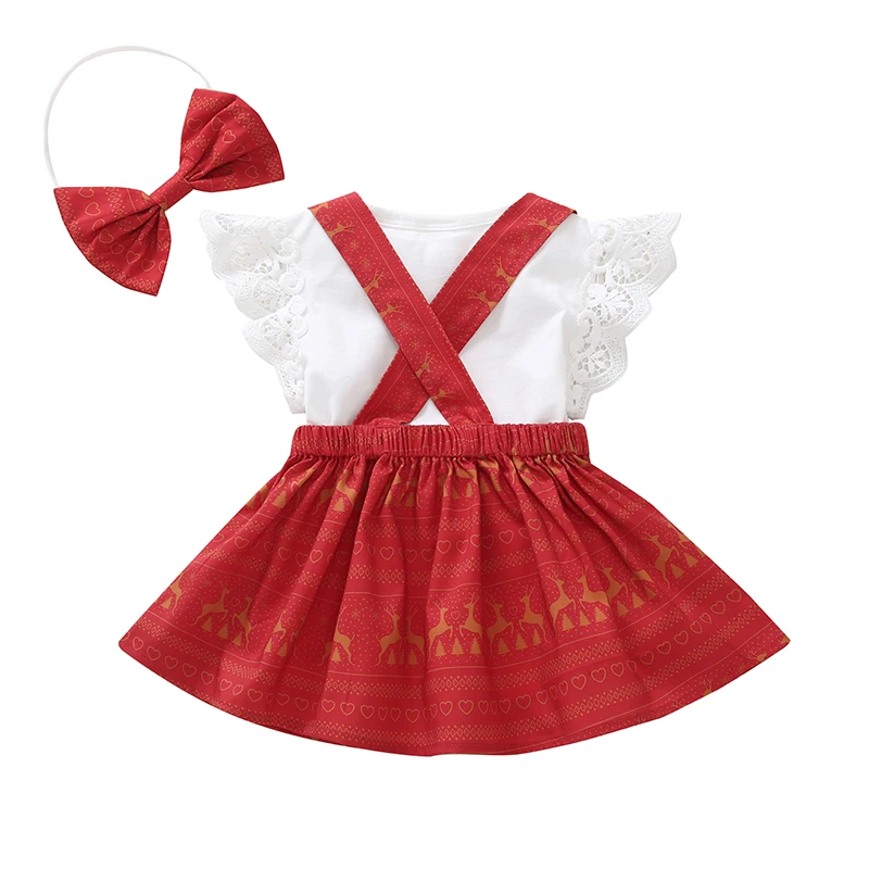 Children Clothes Girls Clothes Outfits Skirts 3PCS Christmas Girl Clothing Set