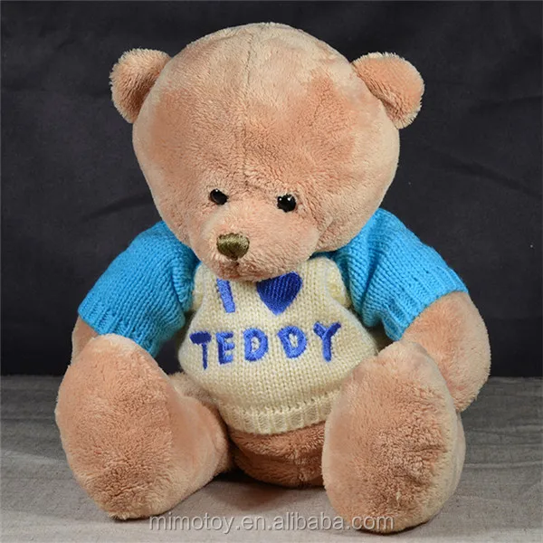 Embroidery OEM Design Custom LOGO Stuffed Teddy Bear With Sweater Clothes Wholesale Cheap Plush Soft Toy Brown Teddy Bear Names