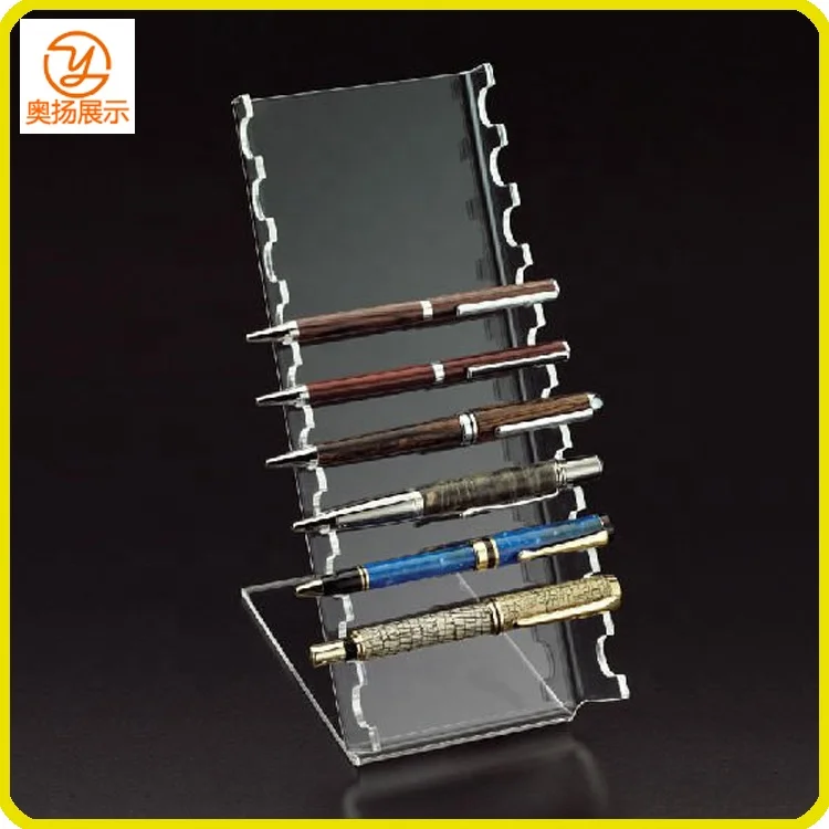 Custom fan shape clear acrylic pen holder display stand for stationery shop sale