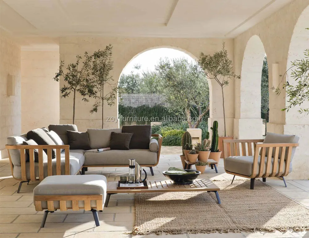 
teak sofa hot selling garden sofa aluminum modern outdoor lounge set white teak wood sofa set 