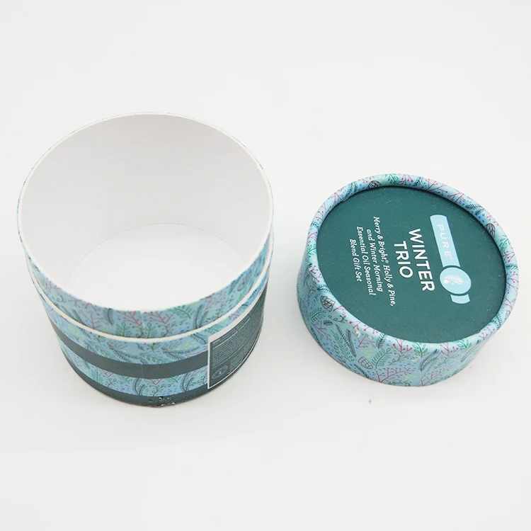 Custom Printed Essential Oil Storage Tube Packaging Rigid Paper Cardboard Luxury Round Gift Cylinder Perfume Box With Lid