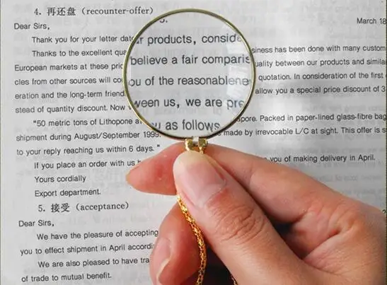 China wholesale 6X silver gold monocle magnifier magnifying glass pendant necklace