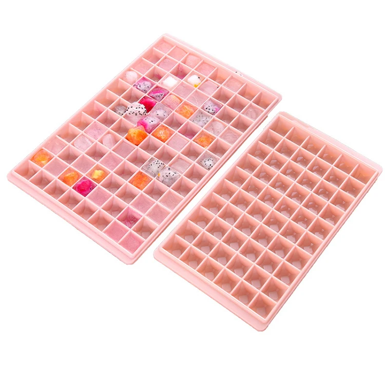 Easy To Clean PP Plastic Personalized Ice Cube Tray Mini Tiny 96 Grids Ice Cube Bin Scoop Trays and Candy Grids Small Ice Maker