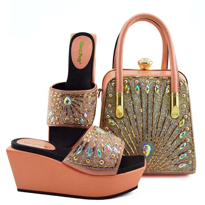 AB8578 2019 Hot Sale Perfect design high quality italian party lady shoes and bags