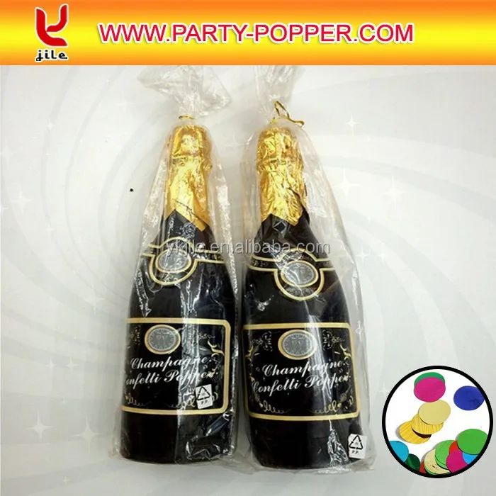 Champagne Bottle Party Popper with Colorful Metallic Foil Circle Confetti Cannon