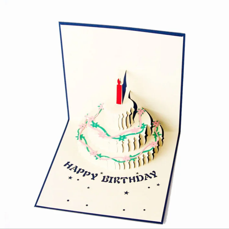 OP-S Business custom birthday card three-dimensional cake card 3D creative gift gift retro handmade small card