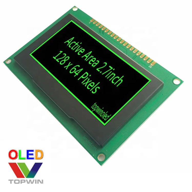 2.7' 2.7inch 2.7 inch 128x64 pixels green colour oled assembled module TW28642270B05 ssd1322 SPI parallel Interface PCB board