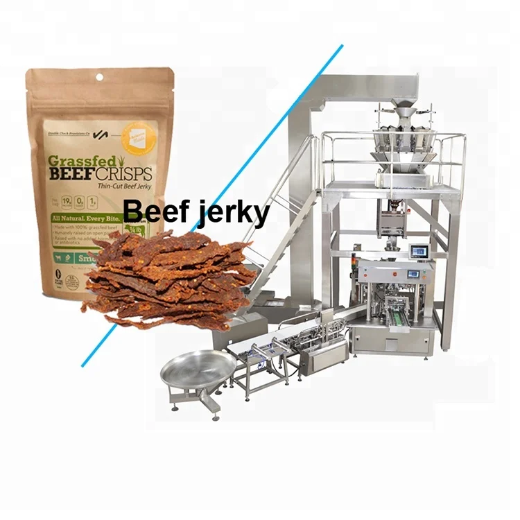 Fully Automatic Multi-function premade bag Stand-up Pouch Packaging Dried Meat Biltong Beef Jerky Packing Machine For Dry Pork
