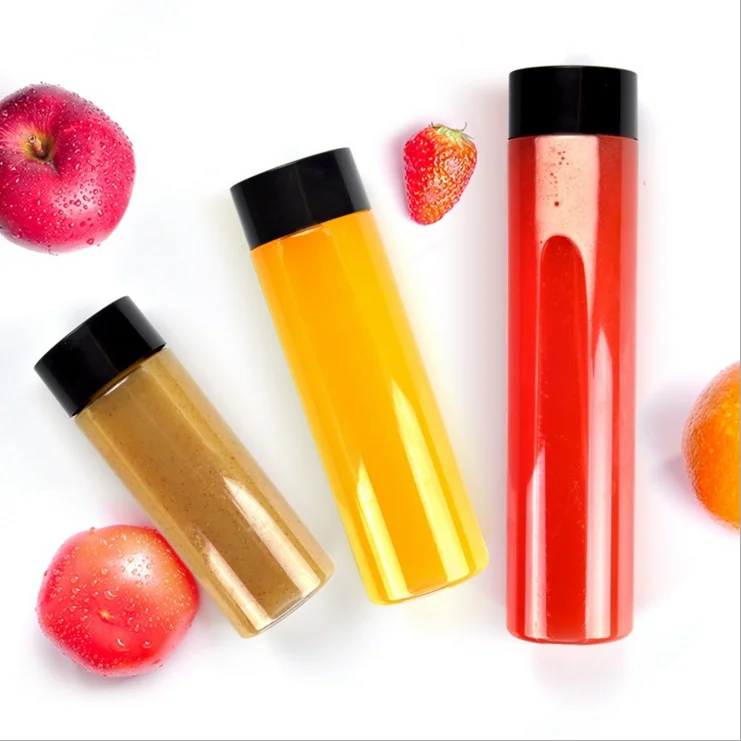 500ml 16oz Food Grade Clear Milk Tea Juice Beverage Cylinder Plastic Water Bottle with PP Lid for Drinking