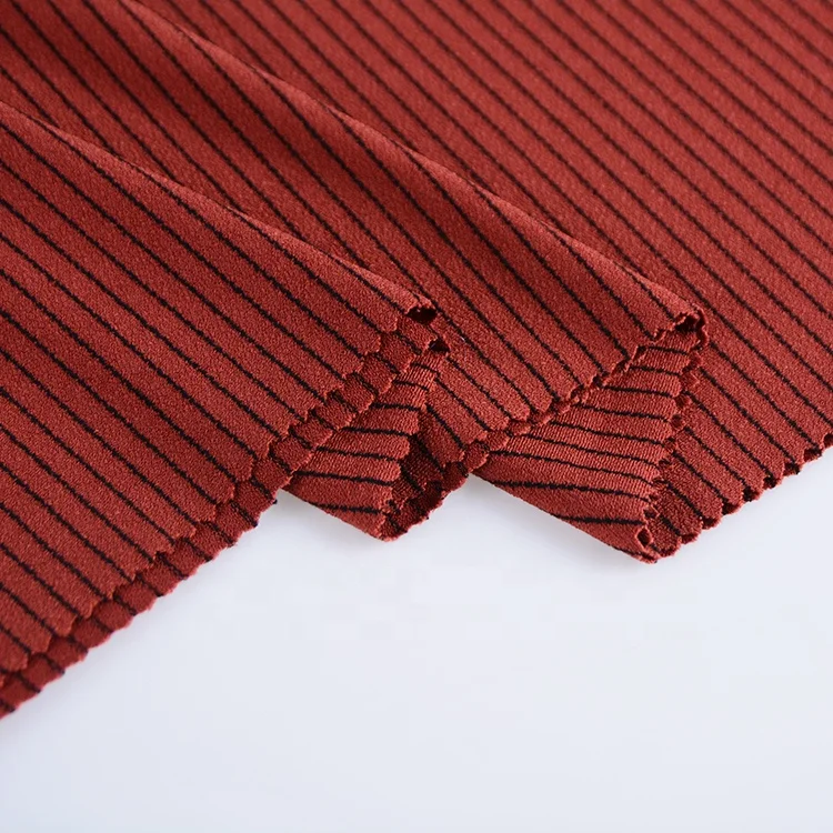 Полиэфирная вискозная ткань из спандекса, твист, креп-ткань с окрашенной нитью полоской для женской моды