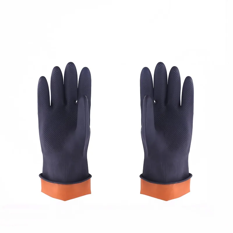 protective industrial rubber gloves black