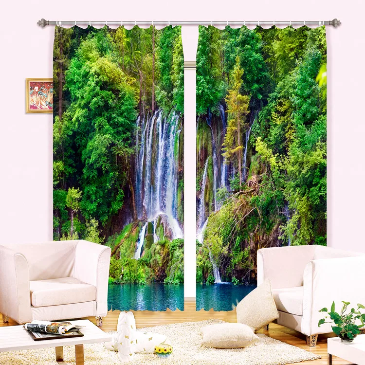 
2017 Hot Selling High Speed The Latest 3D Curtain For Living Room , Shade Curtain With Fantastic Scenery 