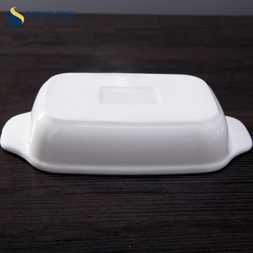Oven Heat Resistant White Ceramic Pie Plate 465ml Rectangle Baking Tray
