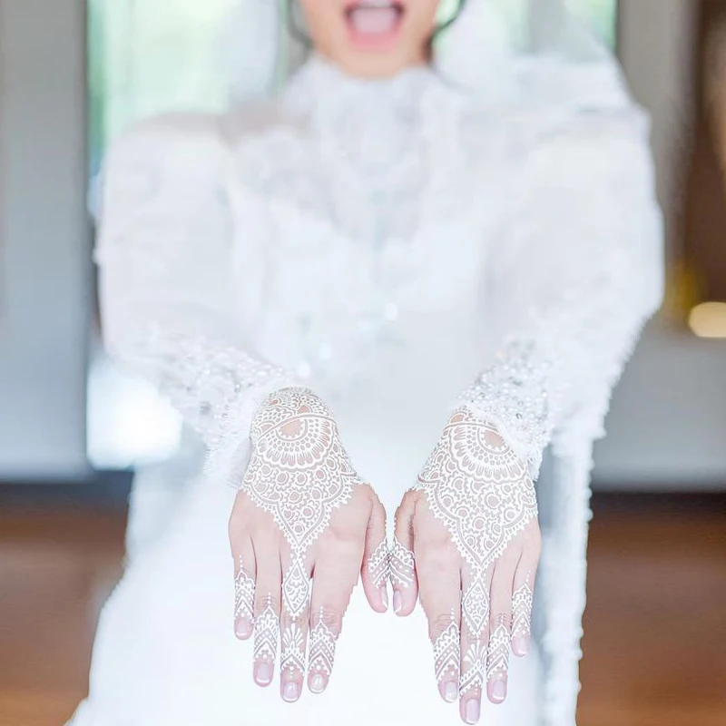 Женская сексуальная тату-наклейка из хны с белыми кружевами, Новые товары, тату для невесты