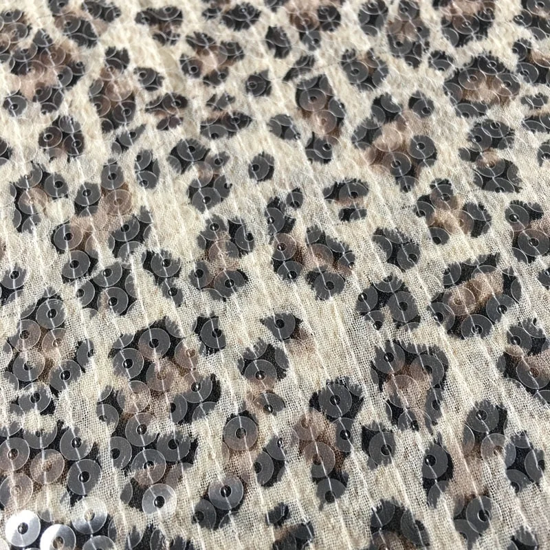 fancy allover sequin embroidery design on chiffon fabric/animal chiffon sequin lace fabric/clothing and dress fabric