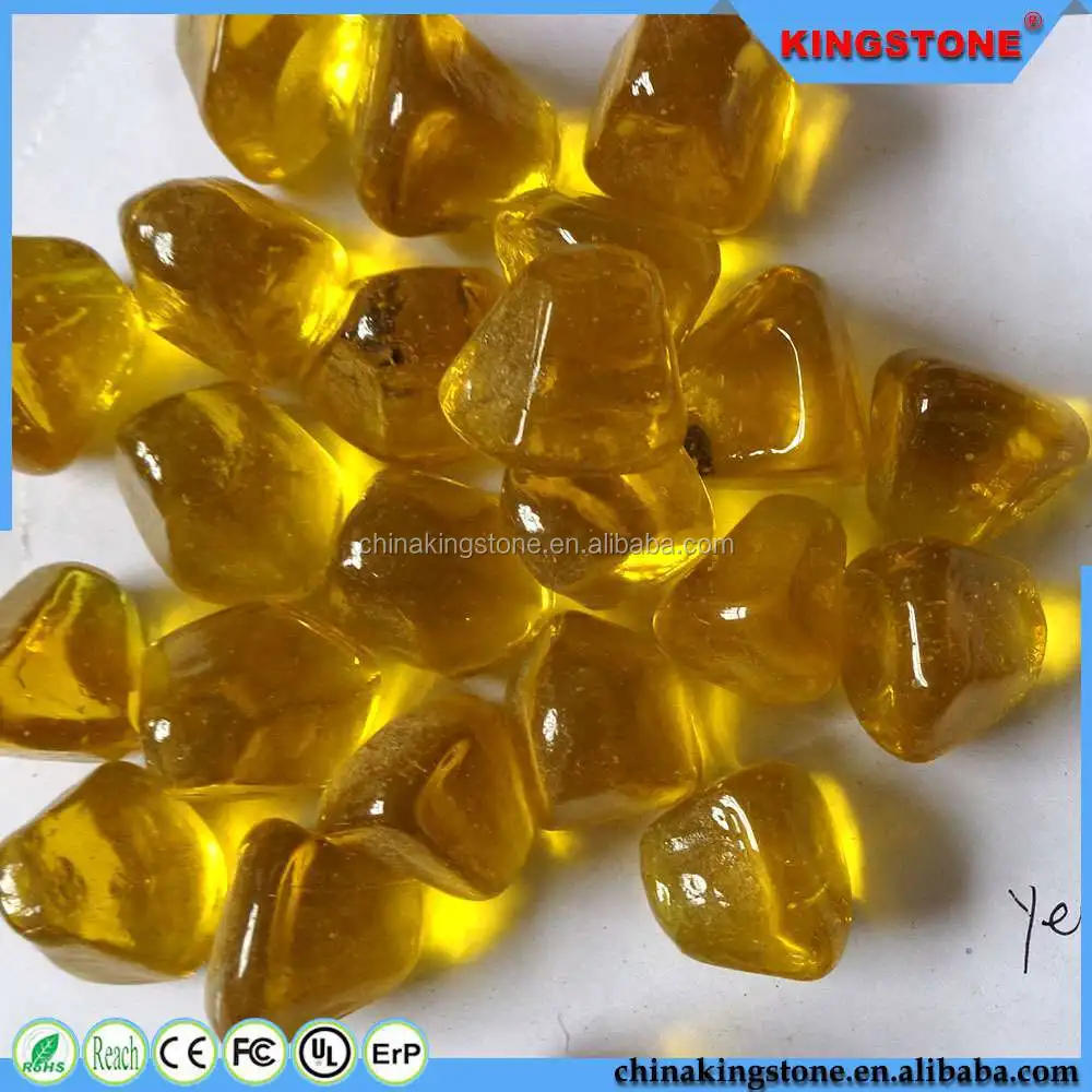 Professional production transparent yellow wall decoration glass pebble,glass pebble like candy,polished pebble cobble