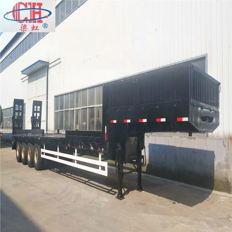 4 Axle Low bed Truck Trailer 90t lowbed Heavy Equipment Transport for Excavat Semi Trailer