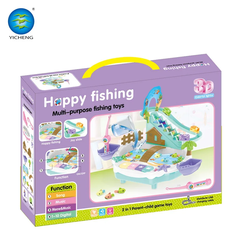Lovely Battery Operated fishing game toy USB sound music poetry electric musical fishing game machine