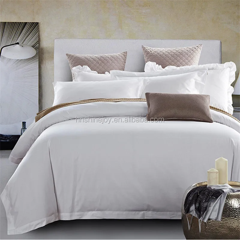 
Alibaba supplier King size 60s 330T white bed linen 100% cotton satin stripe plain hotel bed sheet 