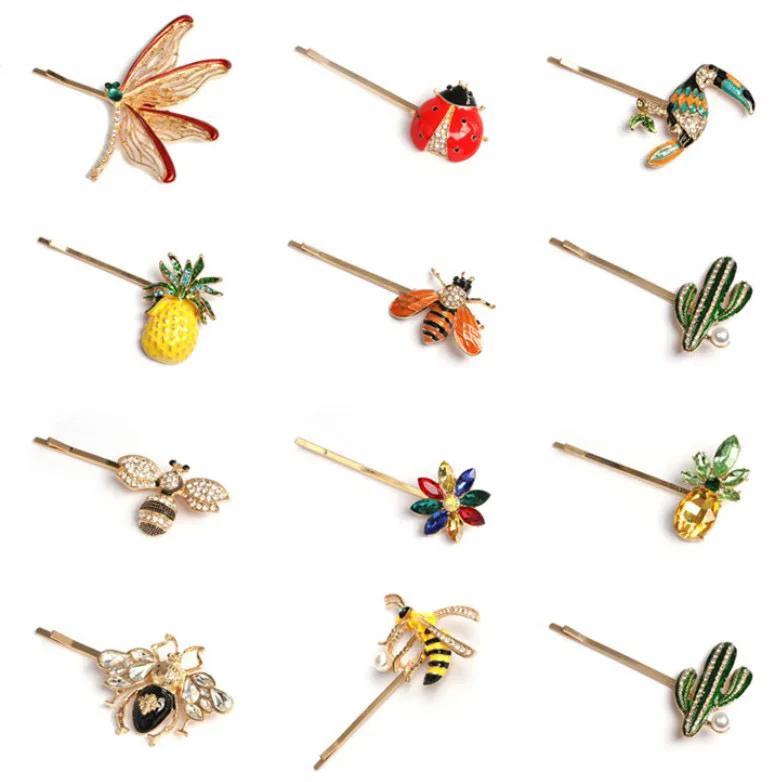 Wholesale Korean Cute Girl Crystal Animal Butterfly Parrot Bee Hair Display Korean Hair Clip Display Female Hair Jewelry
