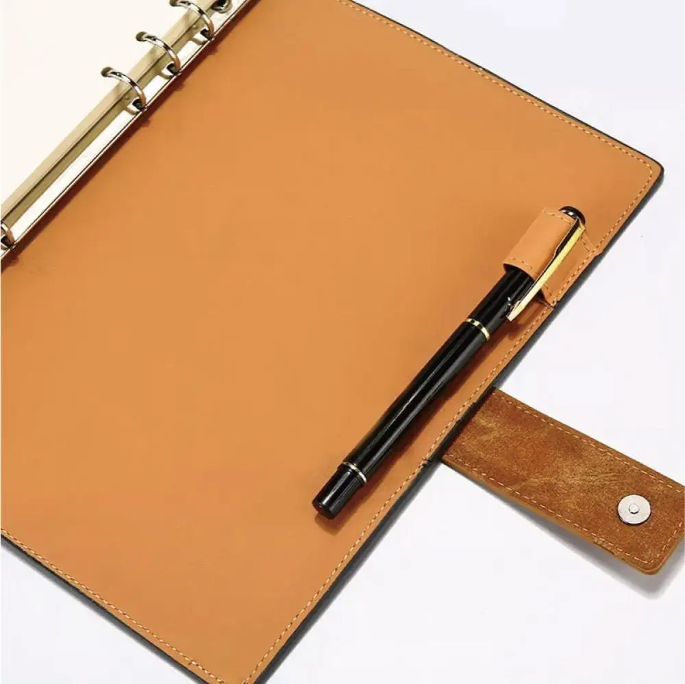 Cheap A5 loose leaf pu leather planner with ring binder business notebook custom logo calendar diary organizer for event