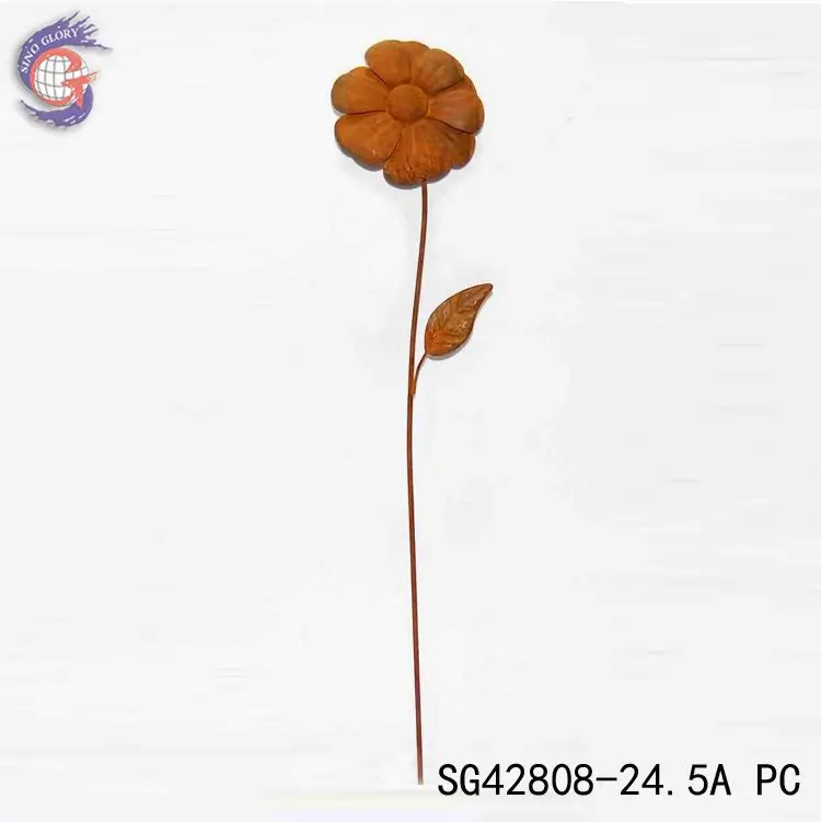 Wholesale Garden Rusty Metal Flowers and garden Decoration Ornaments Stakes Outdoor