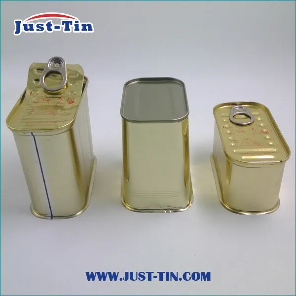 Factory price rectangular tin can wholesale 3 piece metal food rectangular tin can for luncheon meat 340g 200g 125g