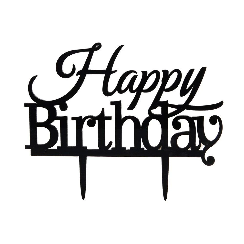 Топперы для торта на день рождения с монограммой, черные акриловые украшения для вечеринки