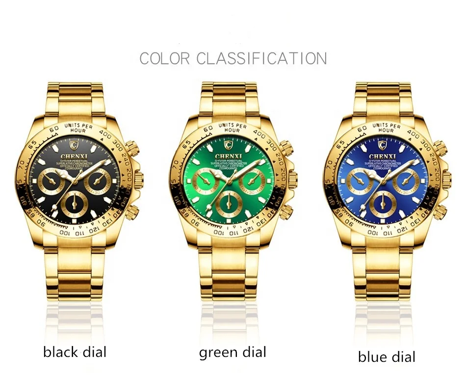Шеньжень фабрика изготовленный на заказ логотип золотые часы с хронографом из нержавеющей стали для мужчин футболка дешевой