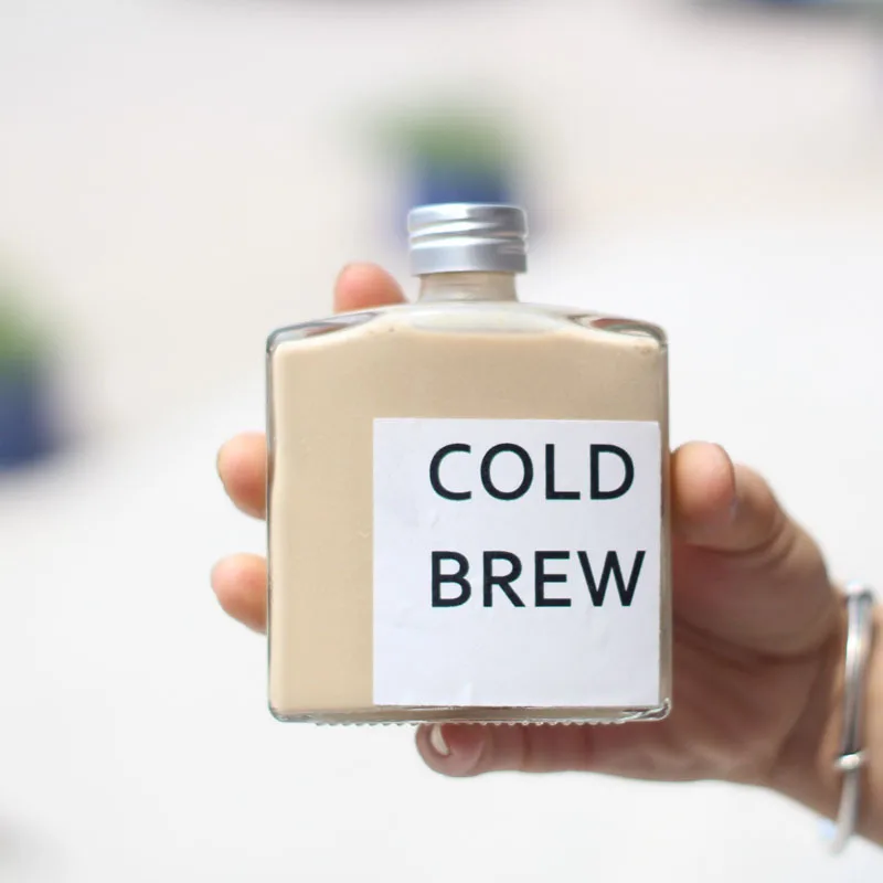 New hot 200ml empty cold coffee glass bottle with metal lid