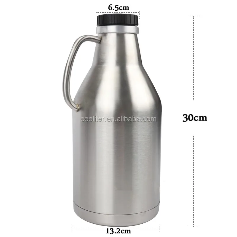 Vacuum Sealed Wide-mouth Growler 64 Oz Black