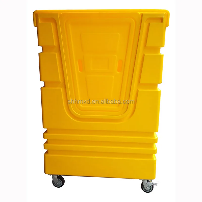 Plastic laundry cage trolley with cover lid