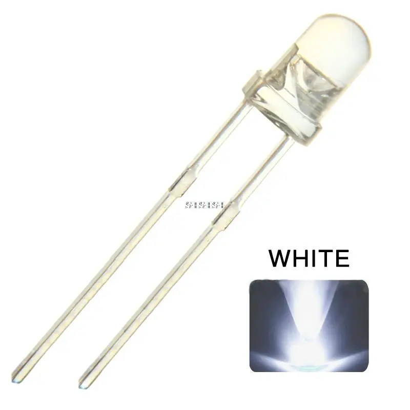 Hot Sale 100pcs/lot F3 3mm White Ultra Bright LED Light Lamp Emitting Diode 8000MCD Diodes High Quality Free Shipping