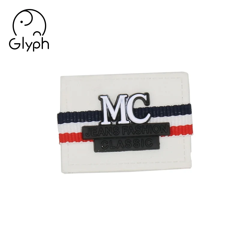 Jeans fashion classic custom leather patches with metal logo clothing tags for denim