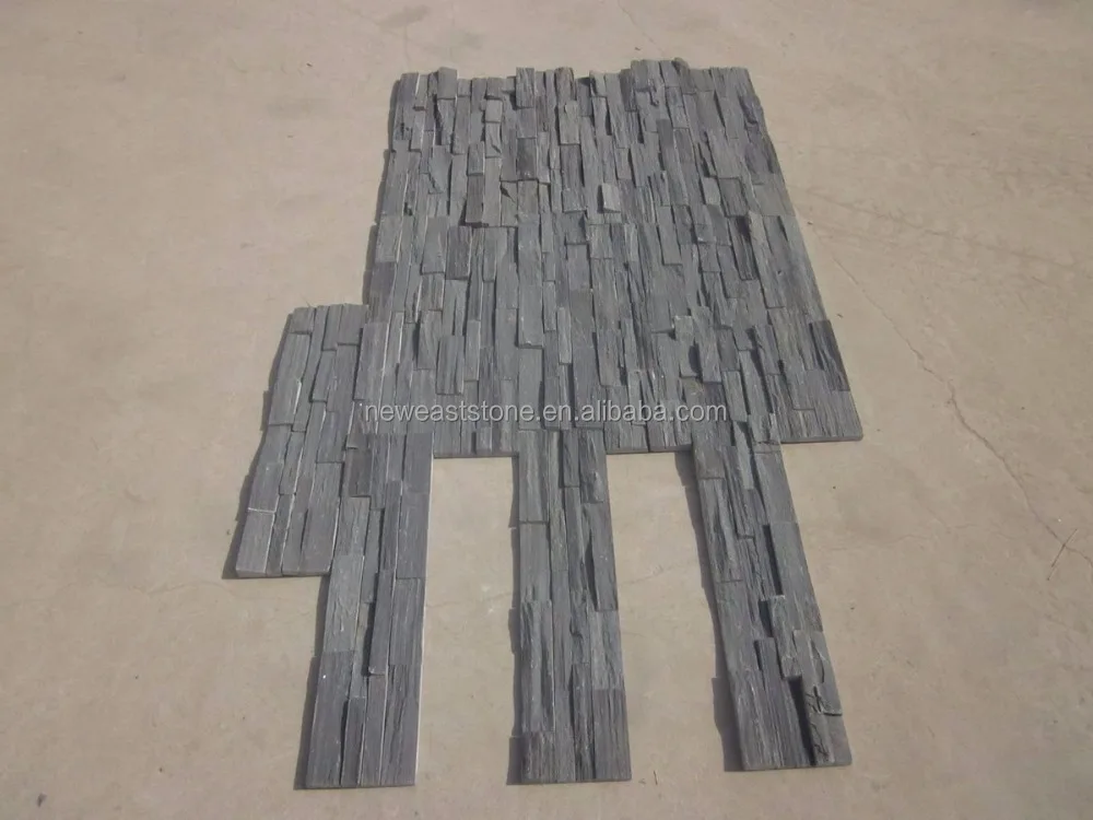 Charcoal Random Black Quartzite Slate Stacked Ledge Decorative Stone for walls